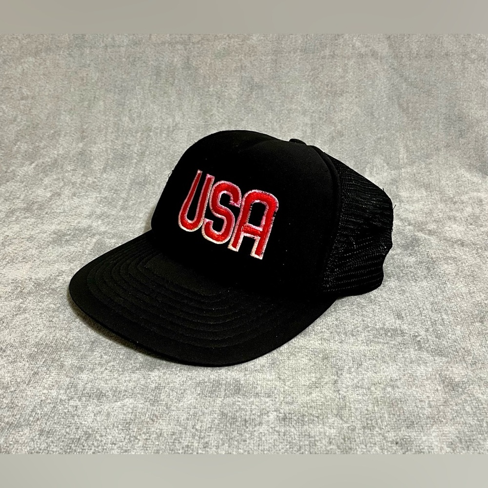 Black USA Embroidered Trucker Hat - Classic Men’s Cap Vintage - Picture 5 of 10